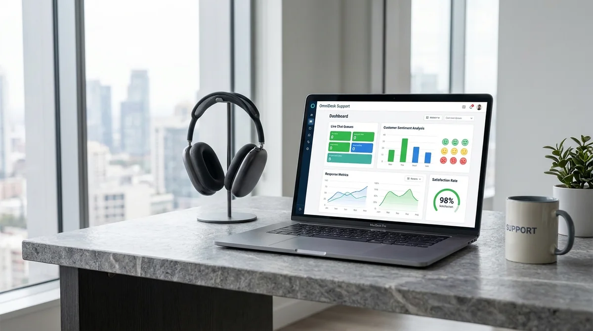 Customer support system in a focused workspace