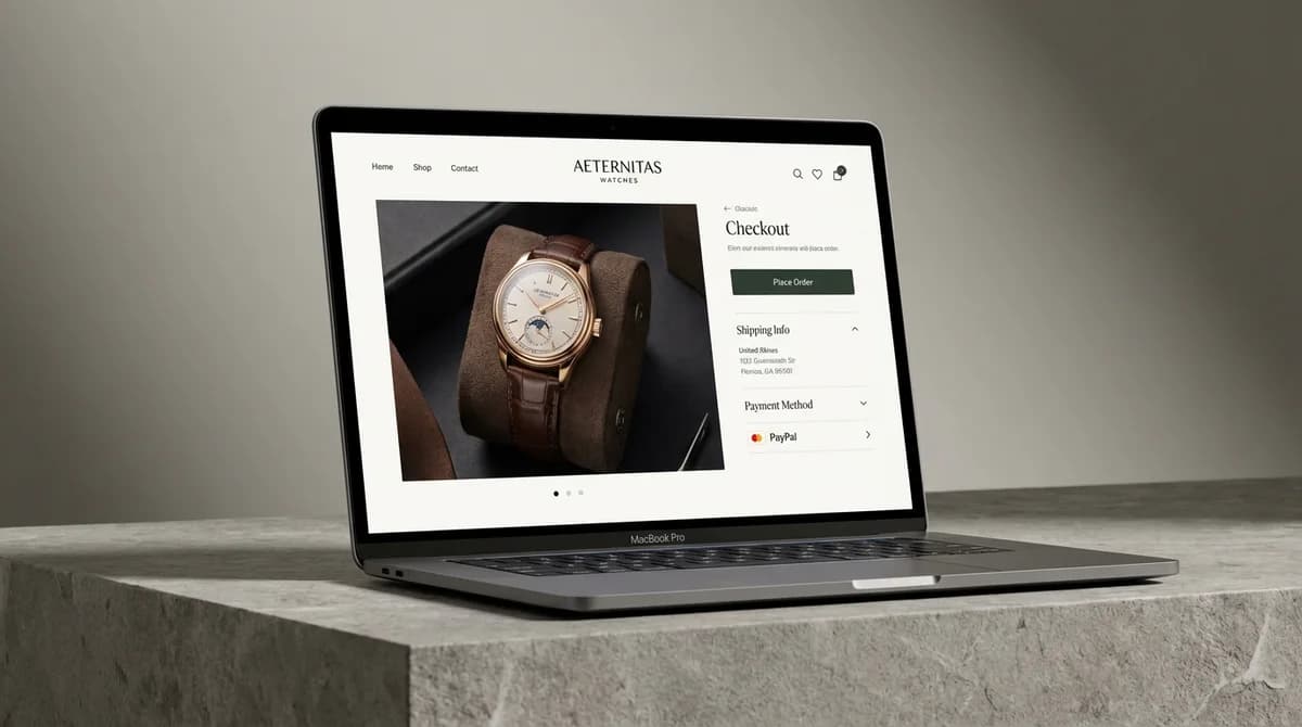 Elegant e-commerce storefront on a laptop
