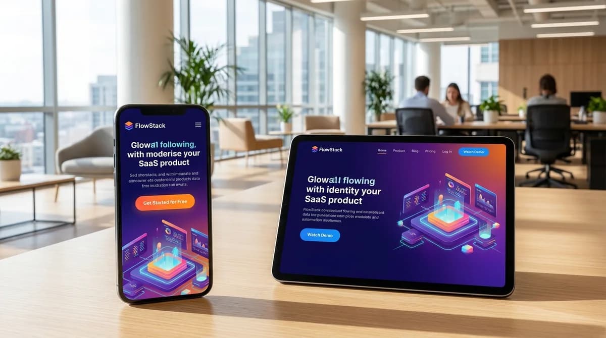 Responsive landing page displayed across mobile devices