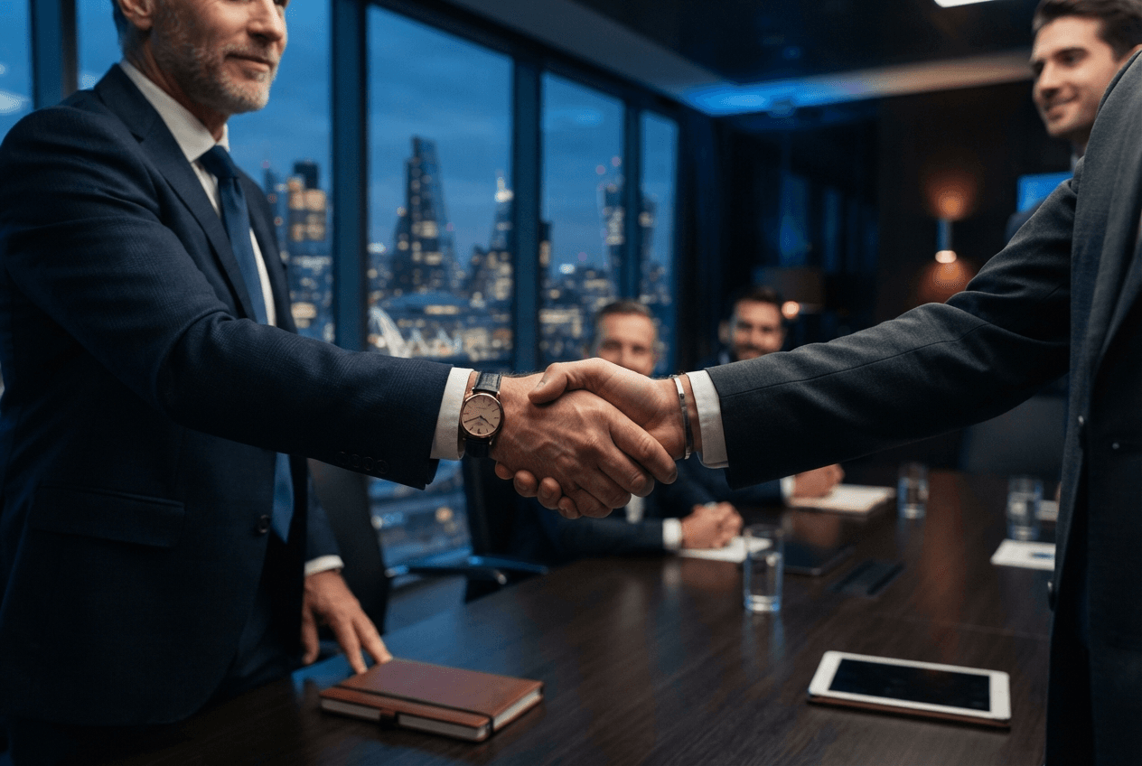Strategic partnership represented by a professional handshake