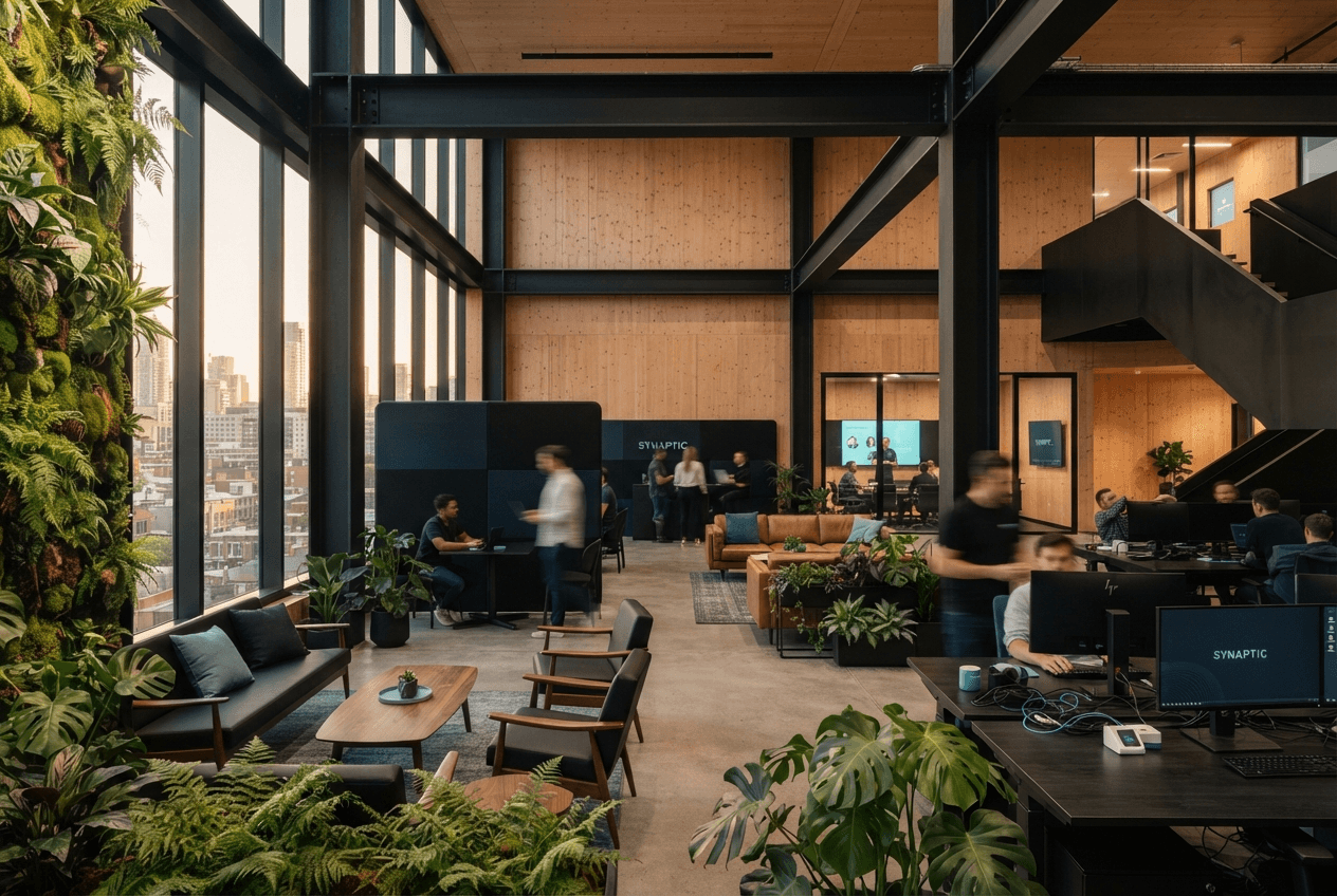 Hyzan team workspace surrounded by natural light and architecture